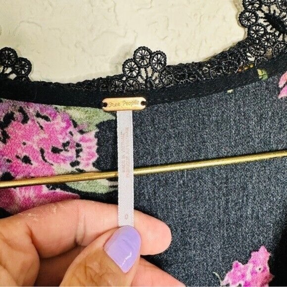 Free People Alora Black Floral Print Mini Dress Women’s Size 0 - Picture 6 of 10